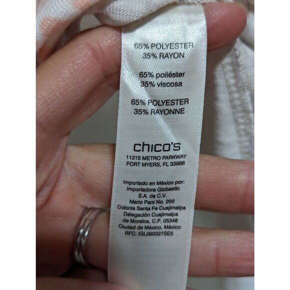 Zenergy by Chicos Womens Neutral Sequin Trim Leopard Ombre Tee Size 3 NWT $69.50 - Picture 5 of 6